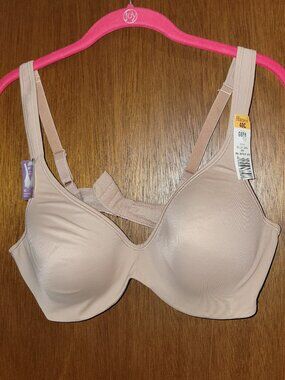 New Hanes Women's Bra 40C Nude Underwire No Slip Adjustable Straps Full Coverage